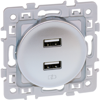  SQUARE charg. dbleUSB A  SILV 