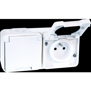  OXXO dble PC 2P+T BLANC IP55 