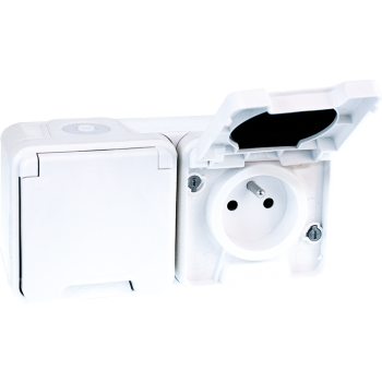  OXXO dble PC 2P+T BLANC IP55 